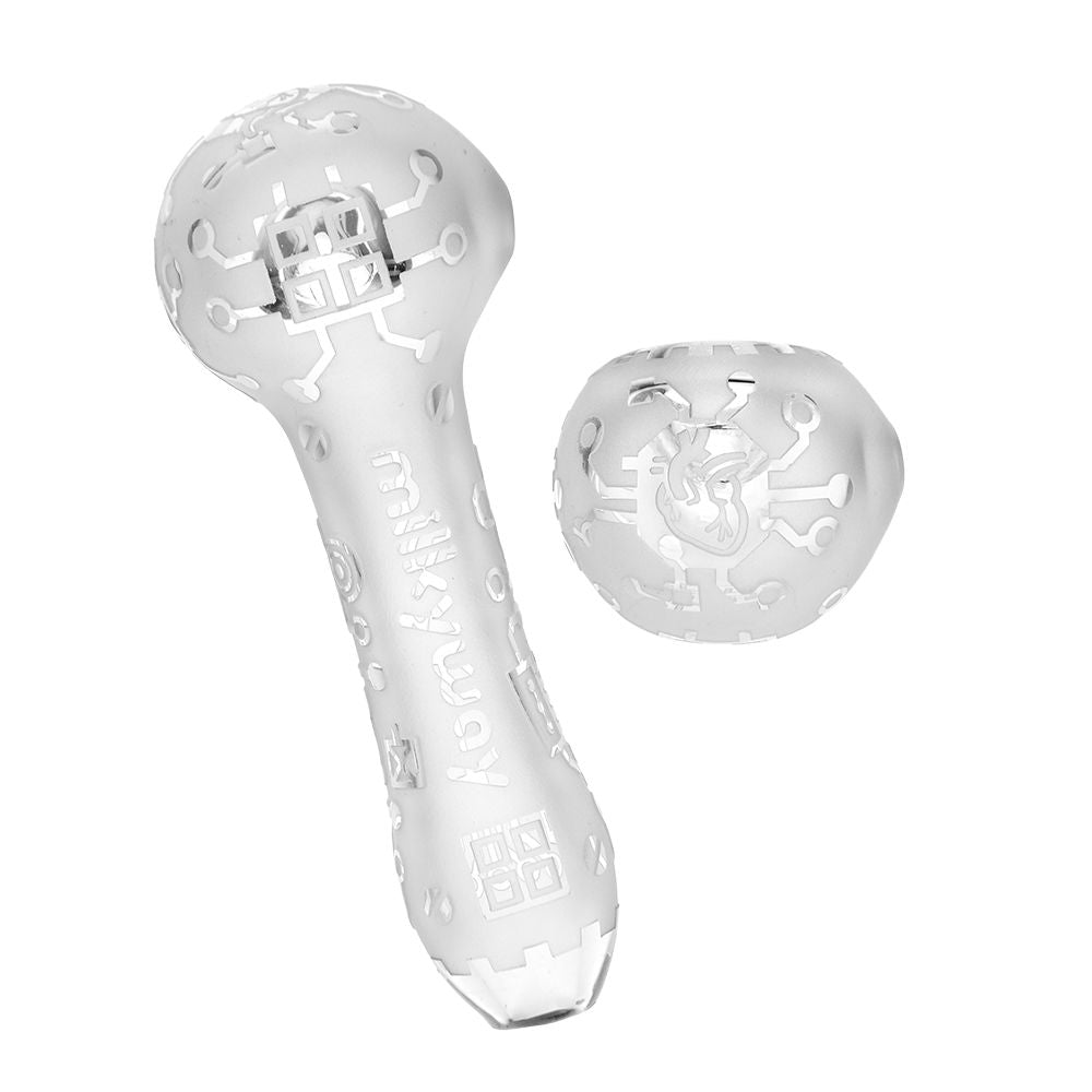 Milkyway Circuitboard Etched Glass Spoon Pipe - 4.25" / Clear