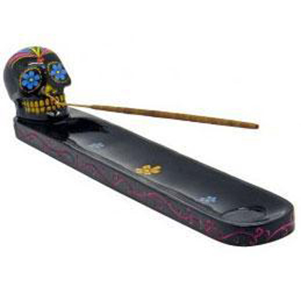 Day of the Dead Black Sugar Skull Incense Burner