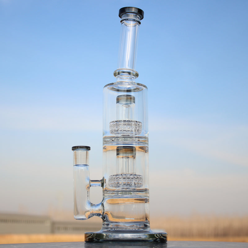 Approx. 12" Dual Matrix Percolator Glass Water Pipe