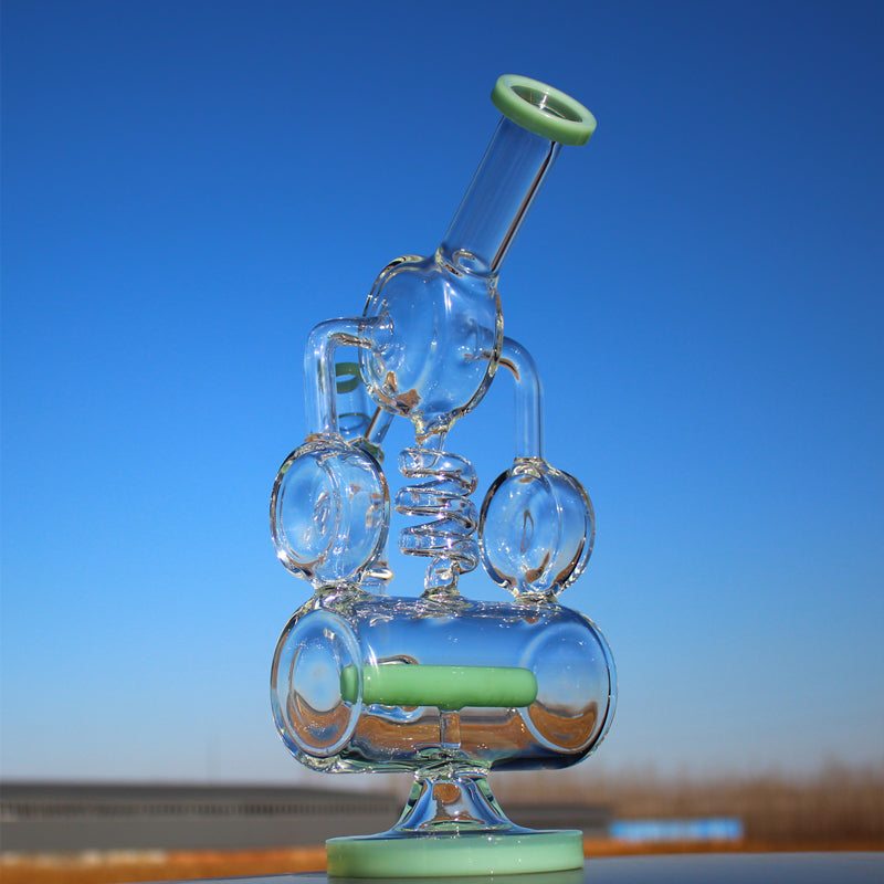 12.5" Recycler Style Inline Perc Water Pipe w/ Spring Body