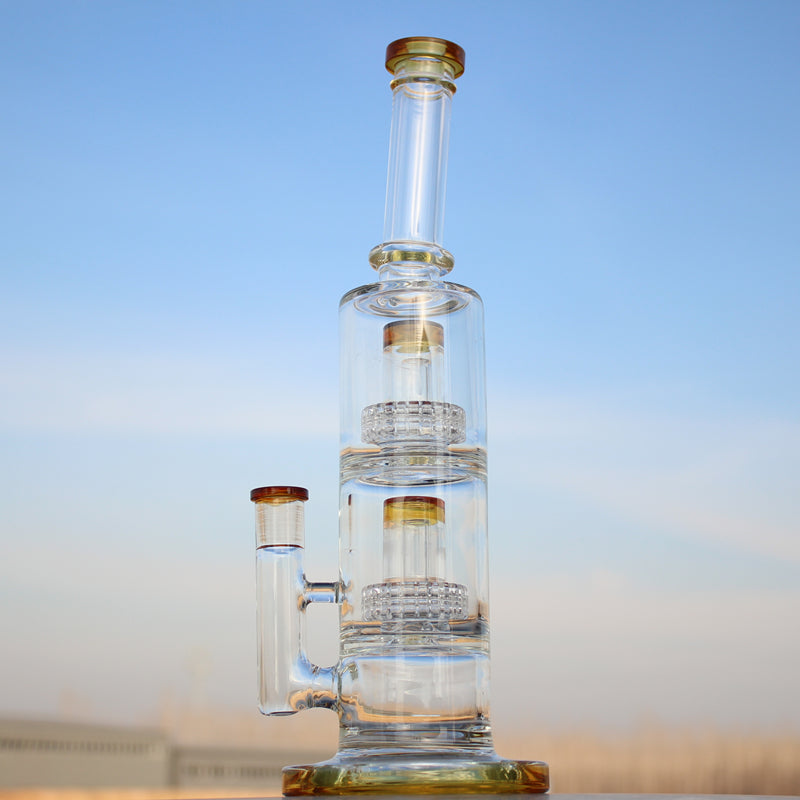 Approx. 12" Dual Matrix Percolator Glass Water Pipe