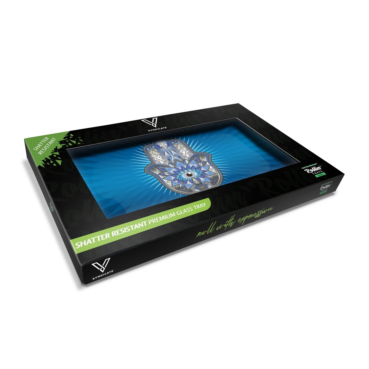 Hamsa Blue Glass Rollin' Tray