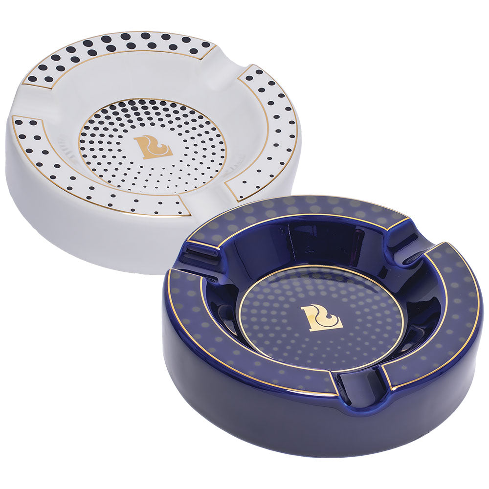 Lucienne Tapered Dots Round Ceramic Cigar Ashtray | 7.5"