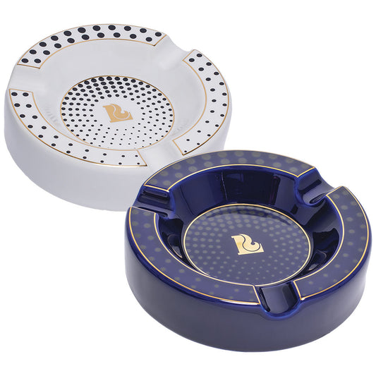 Lucienne Tapered Dots Round Ceramic Cigar Ashtray | 7.5"