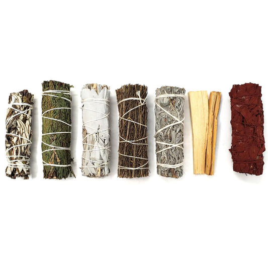 7PC SET - Sage Smudging Sampler - 4" / Assorted