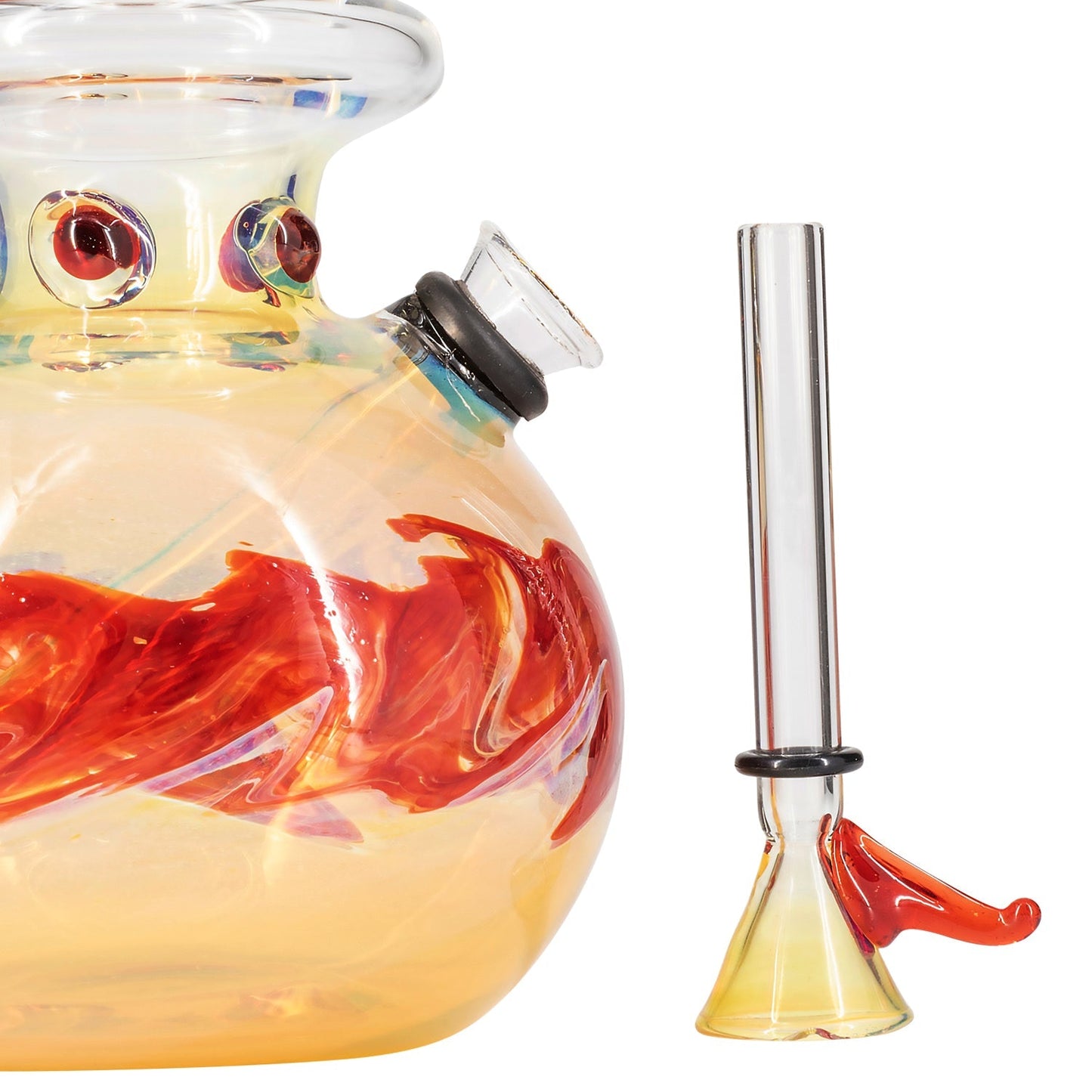 LA Pipes "Time Traveler" Silver Fumed Pull-Stem Bubble Bong