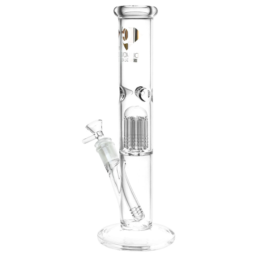 Diamond Glass Gold Pearl 8-Arm Perc Water Pipe - 12" / 14mm F / Colors Vary