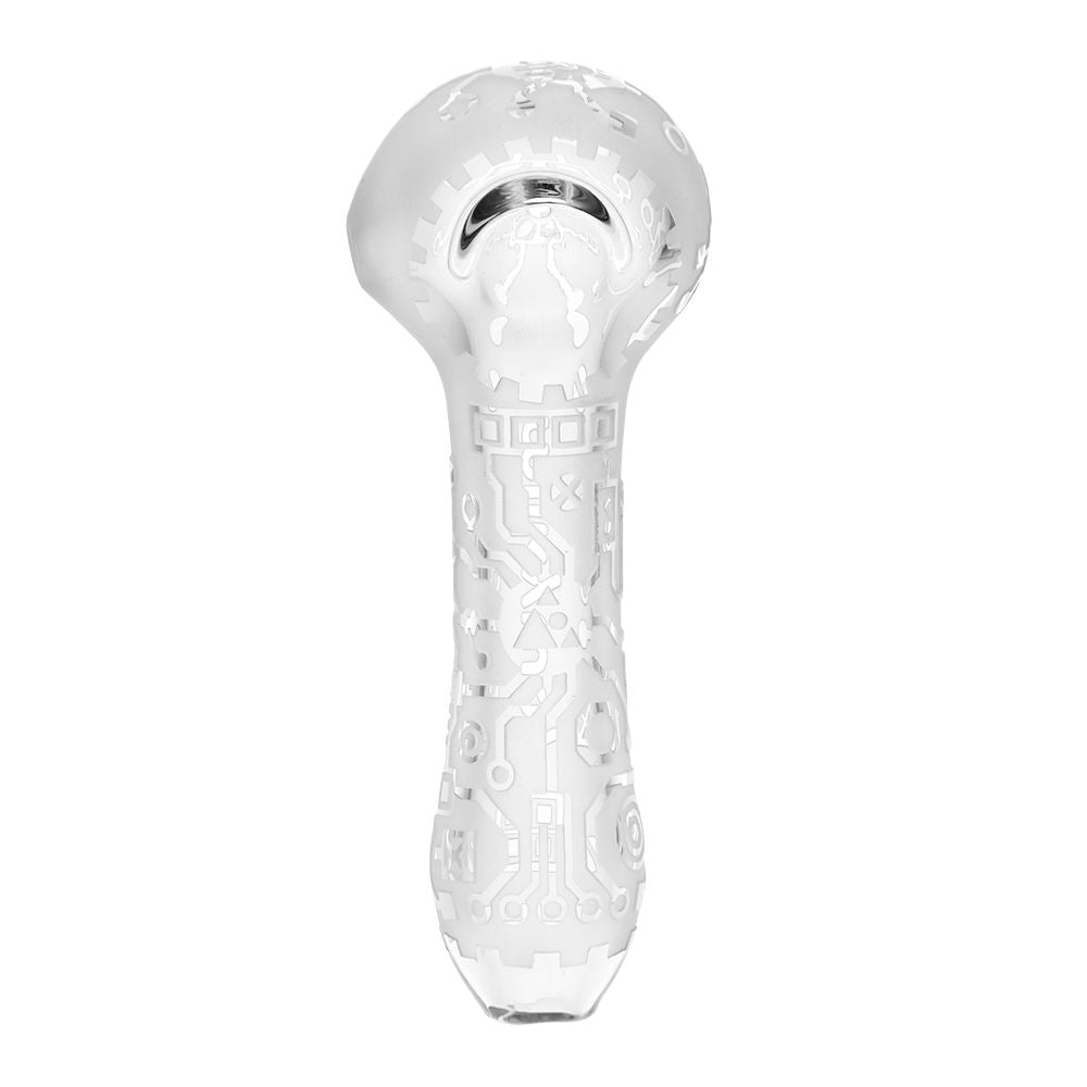 Milkyway Circuitboard Etched Glass Spoon Pipe - 4.25" / Clear