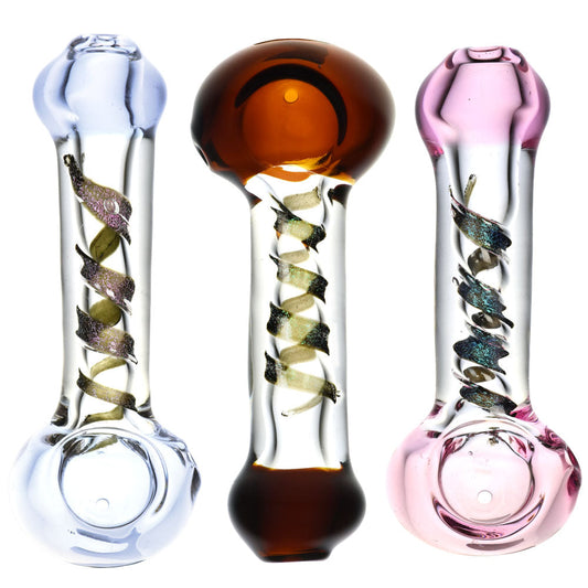 Clear Glass Spoon Pipe w/ Dicro Twist - 4.75" / Colors Vary