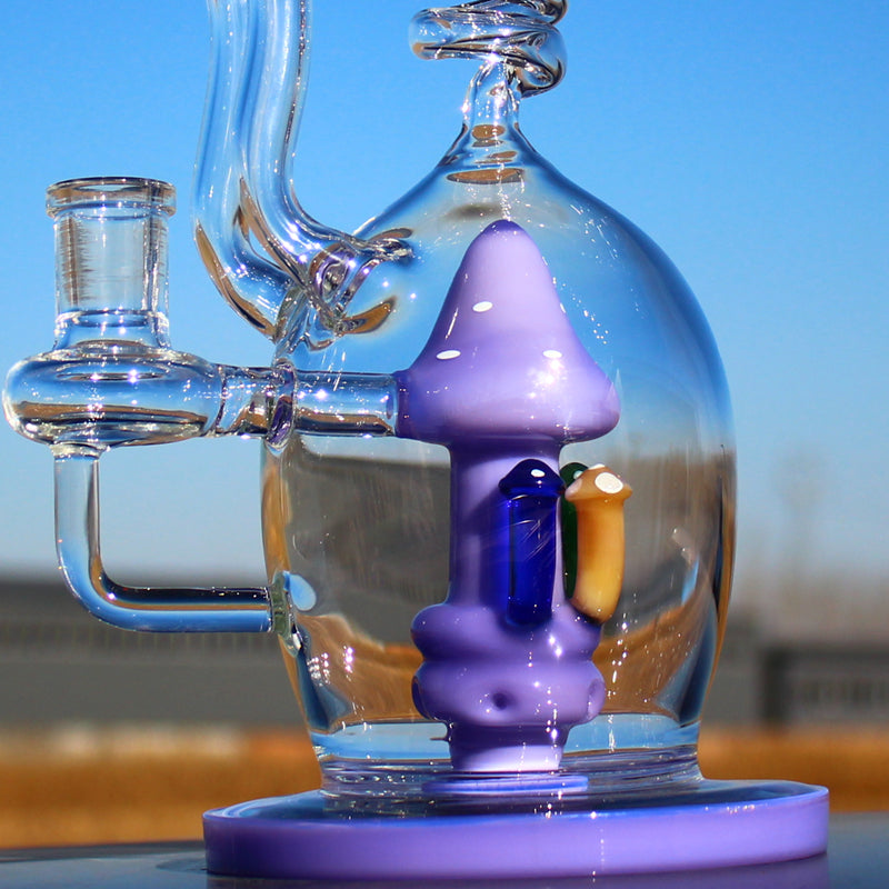 Approx. 11" Spiral Mushroom Recycler Water Pipe w/ Circ Perc