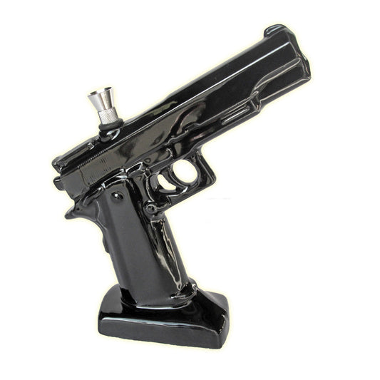 Ceramic .45 Pistol Shaped Water Pipe - 8.5"