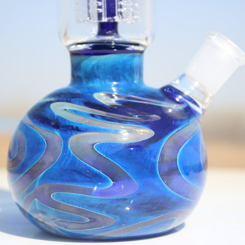 10.5" Blue Buddha Glass Water Pipe w/ Coil Perc