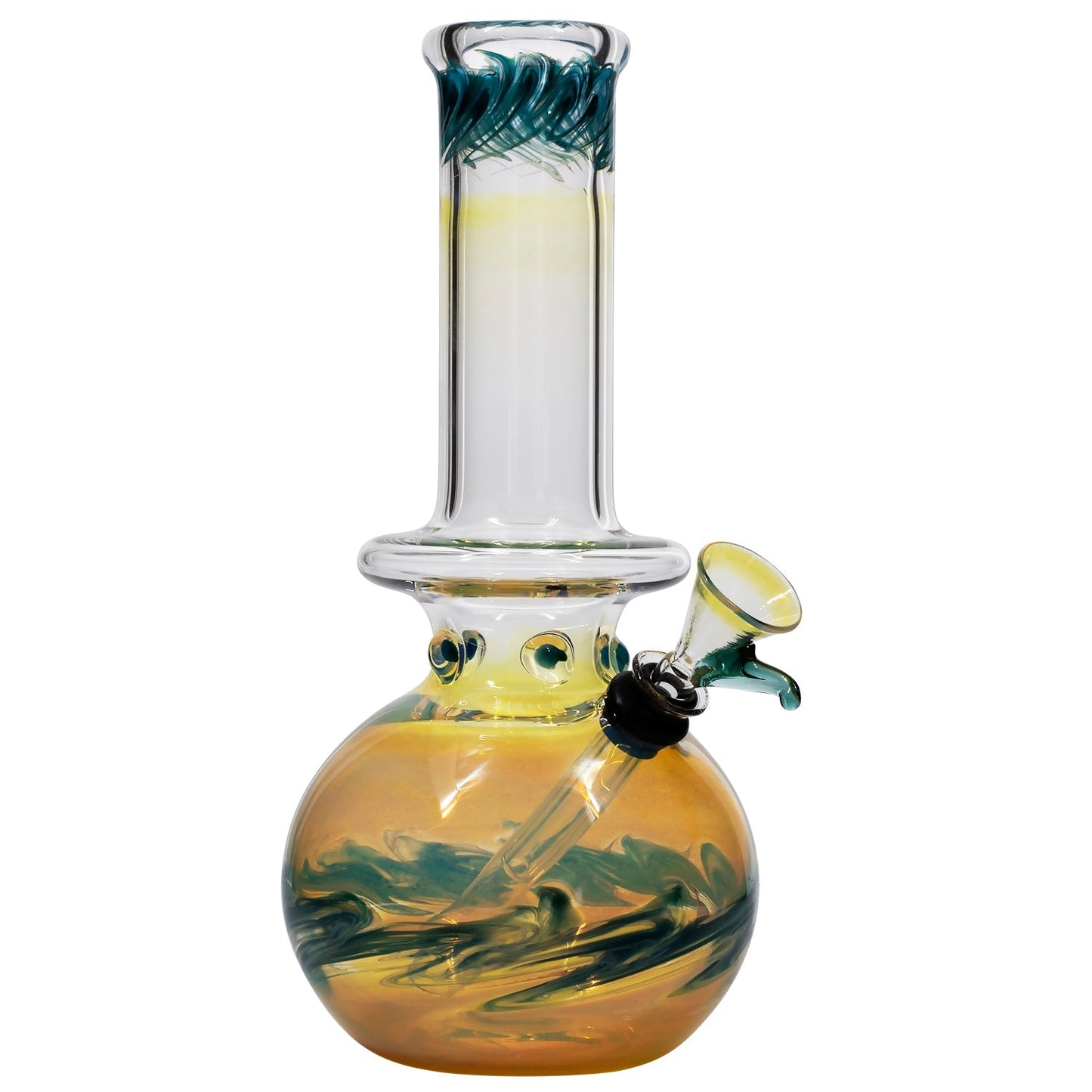 LA Pipes "Time Traveler" Silver Fumed Pull-Stem Bubble Bong