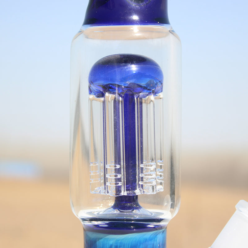 10.5" Blue Buddha Glass Water Pipe w/ Coil Perc